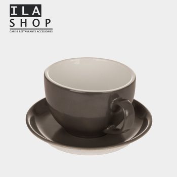 فنجان لاته طوسی براق یک دستی ایلا