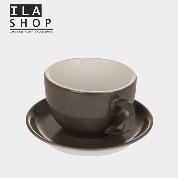 فنجان لاته طوسی براق یک دستی ایلا