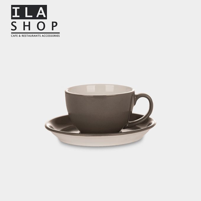 فنجان کاپوچینو طوسی براق یک دستی ایلا