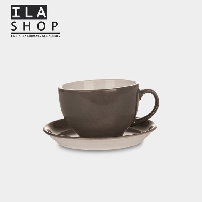 فنجان لاته طوسی براق یک دستی ایلا