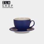 فنجان کاپوچینو آبی کاربنی یک دستی ایلا