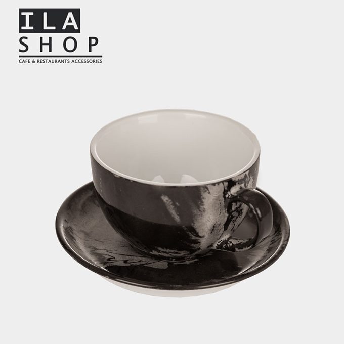 فنجان لاته یک دستی ایلا black & white