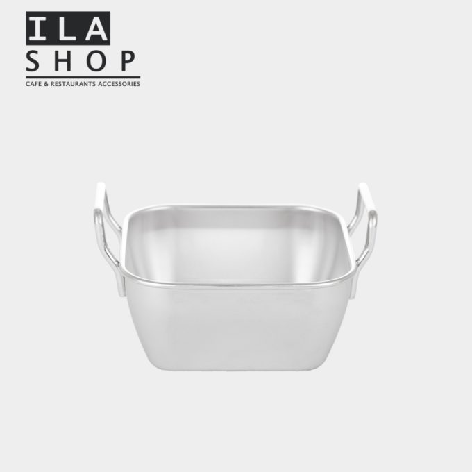 ظرف سیب زمینی استیل مربع استیل دو دسته ایلا