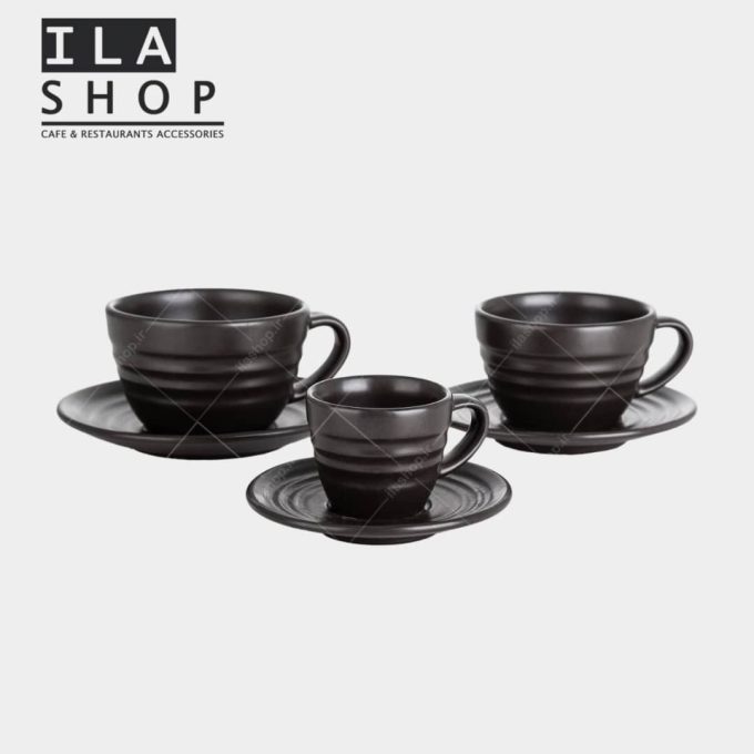 فنجان لاته مشکی رینگ دار شش عددی ایلا - 3