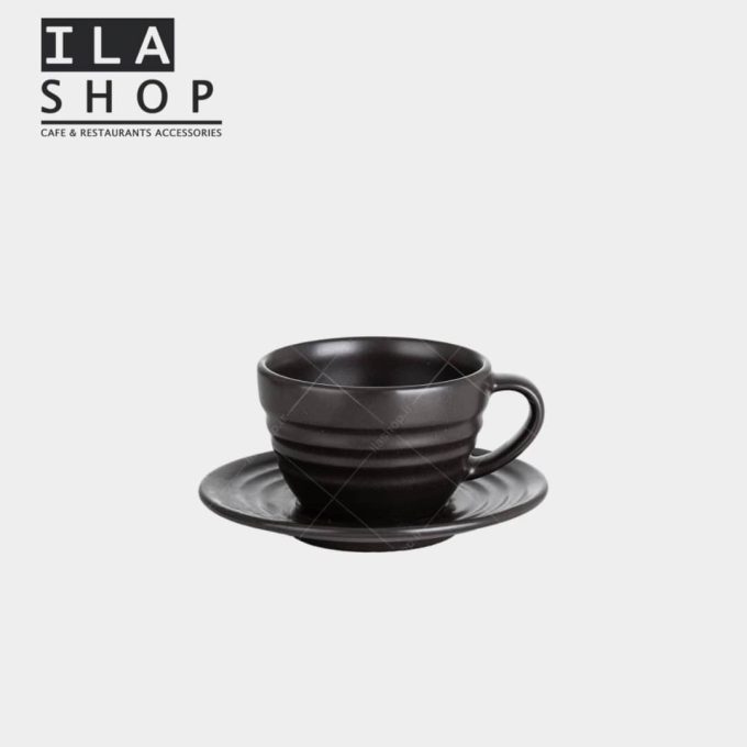 فنجان کاپوچینو مشکی رینگ دار شش عددی ایلا