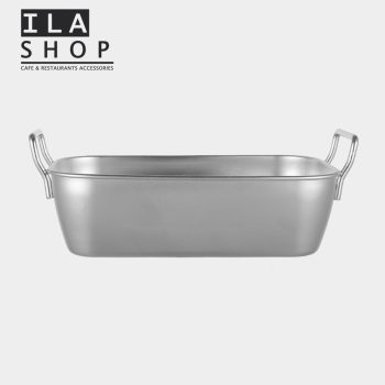 ظرف قارچ سوخاری مستطیل استیل دو دسته ایلا
