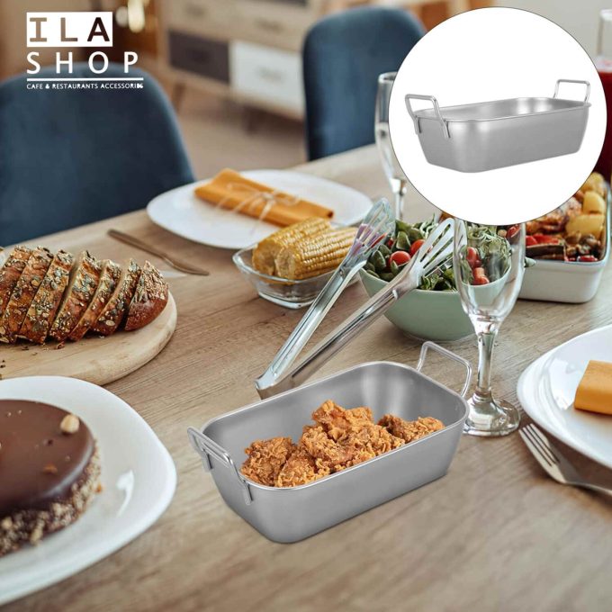 ظرف قارچ سوخاری مستطیل استیل دو دسته ایلا - 4