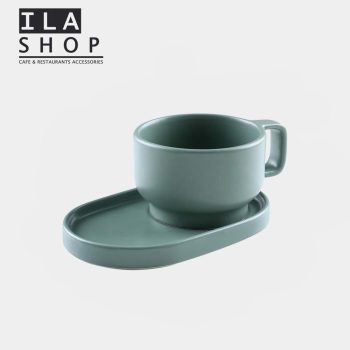 فنجان نعلبکی کاپوچینو سبز